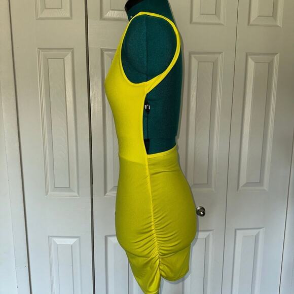 Bright Yellow Mini Backless Dress - Picture 2 of 4